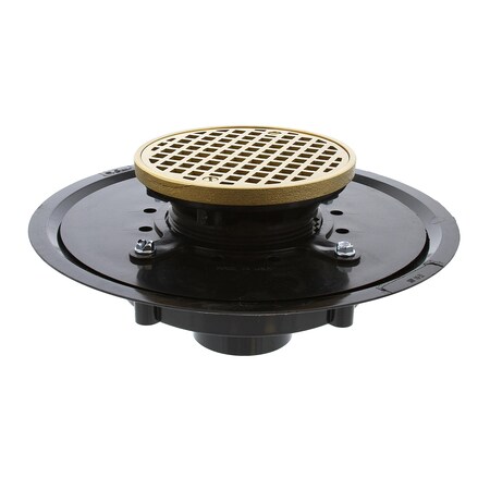 Jones Stephens 2in Heavy Duty ABS Drain Base with 3-1/2in Plastic Spud and 5in Polished Brass Strainer with Ring D53451
